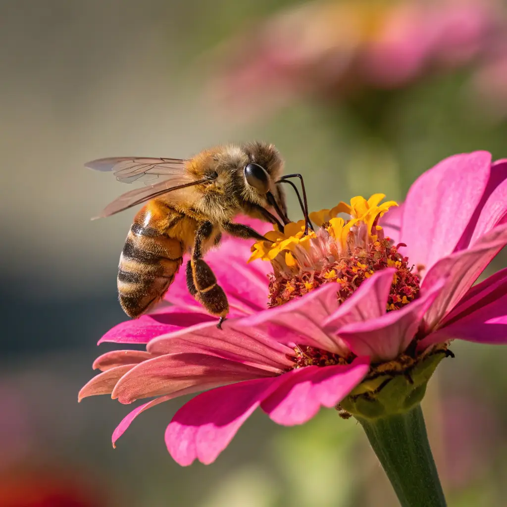 A bee covered in mites, illustrating the threat of diseases to bee populations.